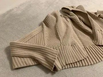 FRAY I.D 베이지 리브 크롭 니트