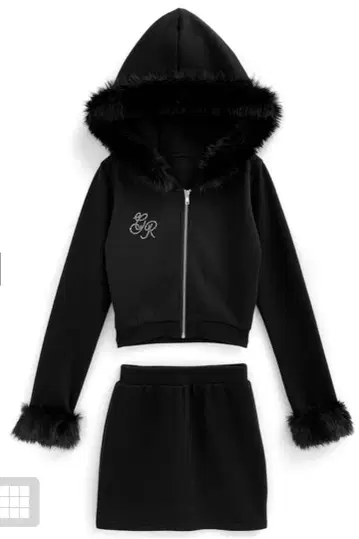 퍼 후드티 x 미니 스커트 맨투맨 셋업[pm413] M 사이즈