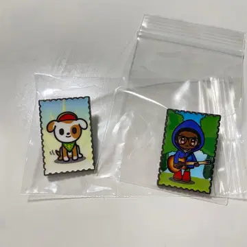 만국박람회 이탈리아관 핀 배지 강아지 캐릭터 우표형 에나멜 핀