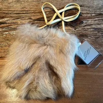 미사용 폭스 퍼 백 베이지