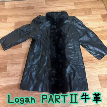 Logan PART II 소가죽 퍼 포함 롱 코트 블랙