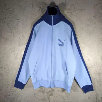 [올드 푸마] PUMA 트랙 자켓 화이트 택 90s 자수 로고 스카이블루