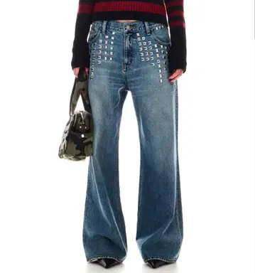 BEEDEN METAL STUDS SEMI LOOSE DENIM