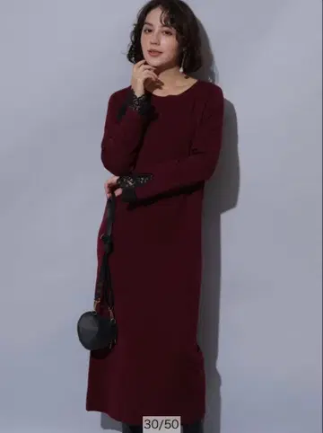 아르페쥬 스토리 소매 레이스 니트 원피스 아르페쥬 스토리