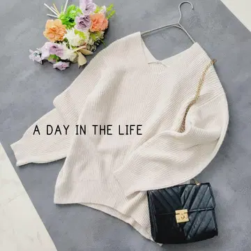 A DAY IN THE LIFE*아제 V넥 니트*라이트 베이지