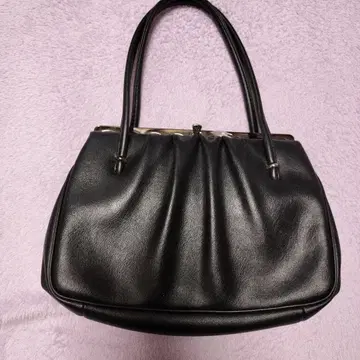 블랙 합성 피혁 핸드백 쇼와 레트로