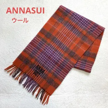 새상품급 ANNASUI 안나수이 울 머플러 오렌지 체크
