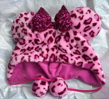 [ 새상품 미사용 ] 디즈니 미니 팬캡 레오파드 무늬 핑크