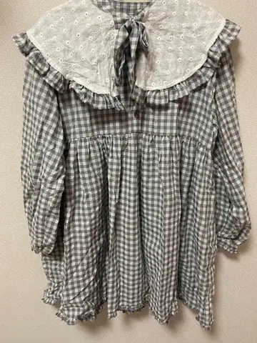 merry jenny 체크 무늬 프릴 옷깃 원피스