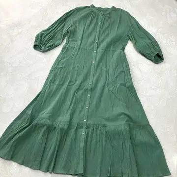 SLOBE IENA 워셔블 양류 플레어 원피스 그린 36