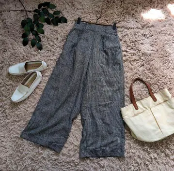 5593 하이픈 갤러리 피스 턱 와이드 팬츠 / 체크 / 내추럴