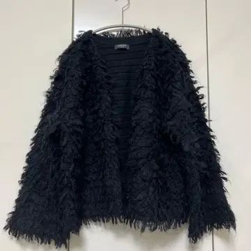 yanuk 루프 프린지 가디건 블랙