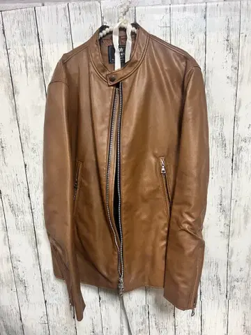 브라운 가죽 자켓 프론트 지퍼 페이크 남성용 라이더