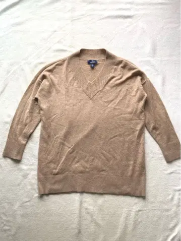 랜즈엔드 캐시미어100 V넥 오버 사이즈 스웨터 카멜 XL