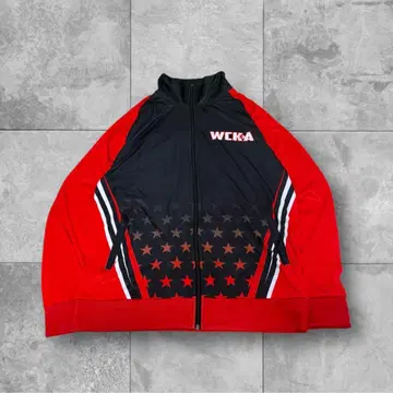 WCKA 트랙 자켓 L 빨검 백프린트