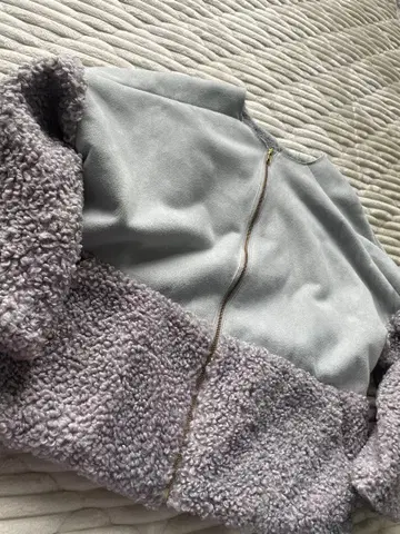 그레이 플리스 집업 자켓 무스탕 보아