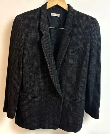 Aria-Fil 체크 무늬 블랙 블레이저