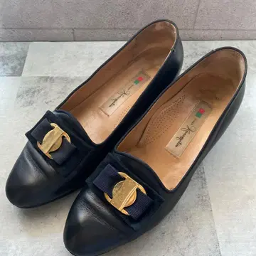 긴자 카네마츠 블랙 리본 포함 플랫슈즈