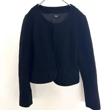 리플렉트 블랙 노카라 자켓 숏 기장 M