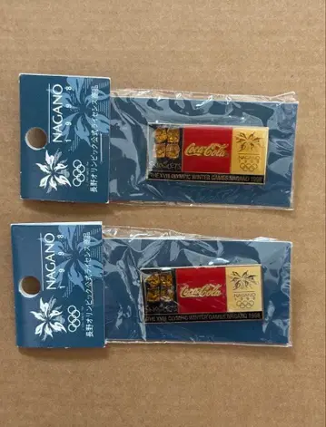 나가노 올림픽 핀 배지 스노우 레츠 코카콜라 2개