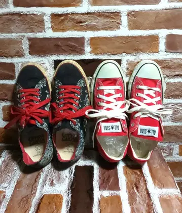 [ 2켤레 세트 ] 컨버스 레드 로우컷 스니커즈 / 해골 스니커즈