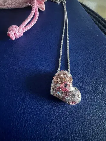 스와로브스키 목걸이, 하트형 펜던트, 길이:42cm