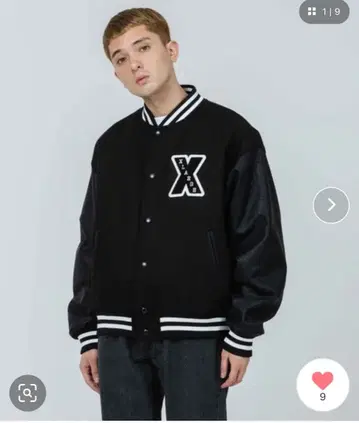 XLARGE 블랙 바시티 자켓