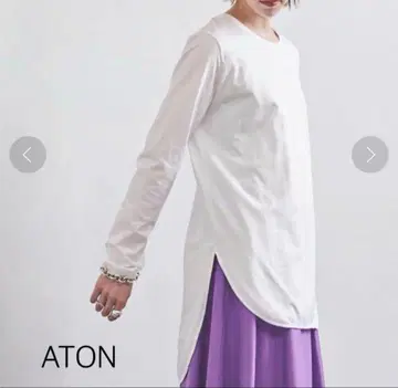 에이톤 라운드 헴 롱 슬리브 티셔츠