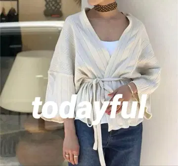 [ 새상품 ] TODAYFUL 믹스 리브 니트 가디건 아이보리 프리