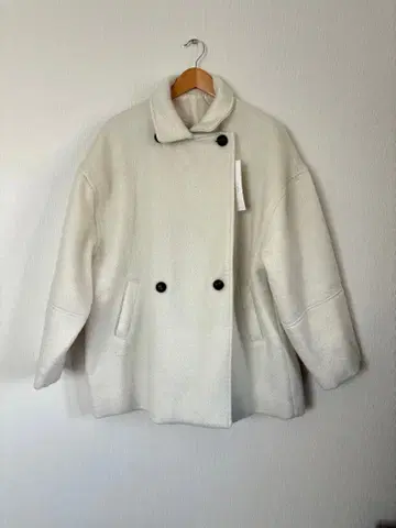 ZARA풍 오버 사이즈 화이트 더블 브레스트 코트