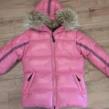 핑크 다운 자켓 퍼 후드