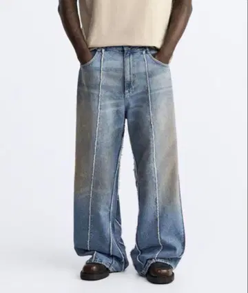 자라 프린지 BAGGY FIT 데님 팬츠