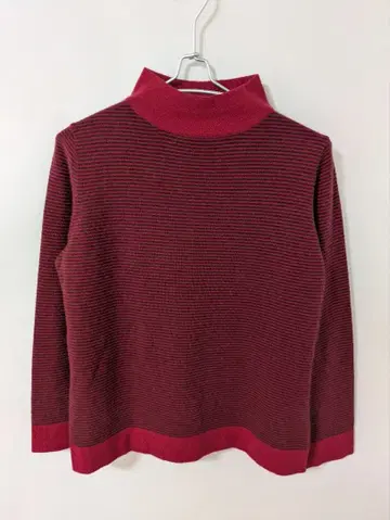 노이슈타인 캐시미어 100% 하이넥 배색 보더 긴팔 니트