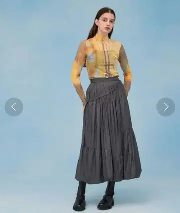 PUBLIC TOKYO 볼륨 개더 벌룬 스커트 그레이