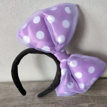 미니 보라색 도트 리본 머리띠