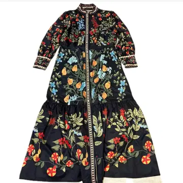 크리스천 밀라다 꽃무늬 올 패턴 맥시 길이 티어드 롱 원피스 벨트 없음