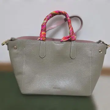 그레이 가죽풍 토트백