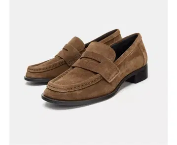 ZARA 스웨이드 로퍼 브라운 37