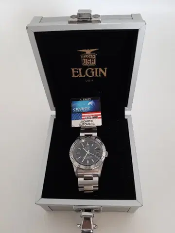 엘진 elgin 오토매틱 자동 와인딩 손목시계 블랙 다이얼 레어