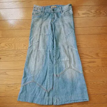 y2k 플레어 팬츠 데님 와이드 데님 s 사이즈 청바지 90s 구제 의류