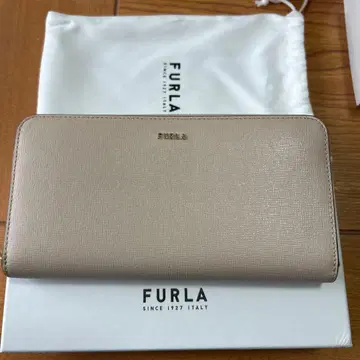 FURLA 베이지 장지갑 천연 가죽