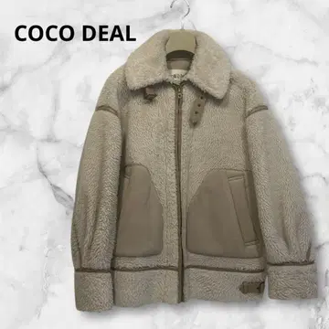 COCO DEAL 보아 페이크 무스탕 코트 BIG 블루종 베이지 S
