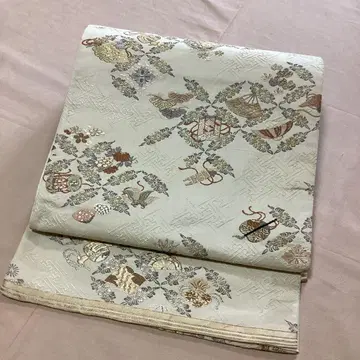 순수 실크 꽃 무늬 교토 후쿠로 오비 마루 오비 개조 앤티크