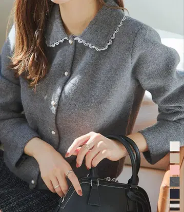 고베 레터스 레이스 카라 니트 가디건