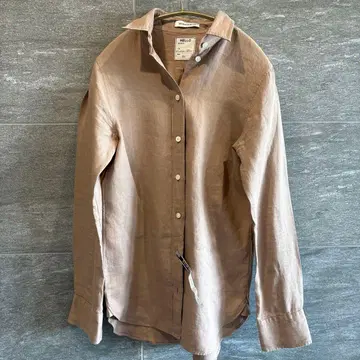 새상품급 MADISONBLUE 모카 베이지 마담 셔츠 100% 린넨