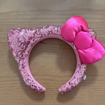 키티형 핑크 스팽글 머리띠