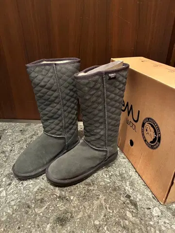 EMU 그레이 퀼팅 롱 부츠 박스 포함