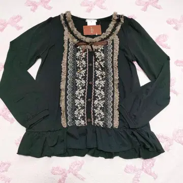 택 포함 새상품급 axes femme 블랙 퍼 리본 긴팔 상의