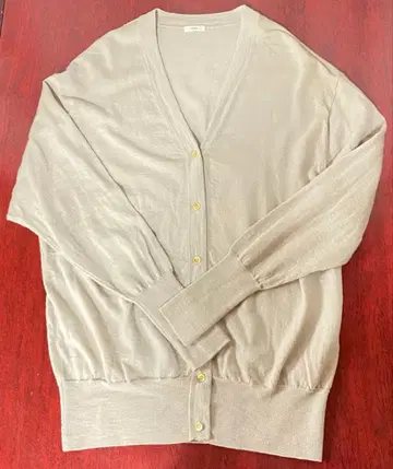 이에나 울 V넥 가디건 겉옷 골드 버튼 그레이지 IENA 택 포함