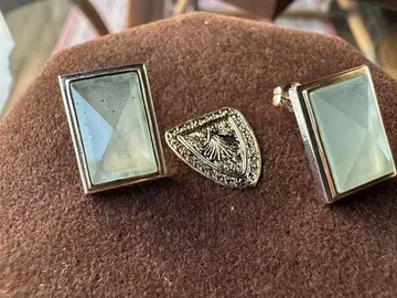 agete silver x K10 아쿠아 마린 귀걸이